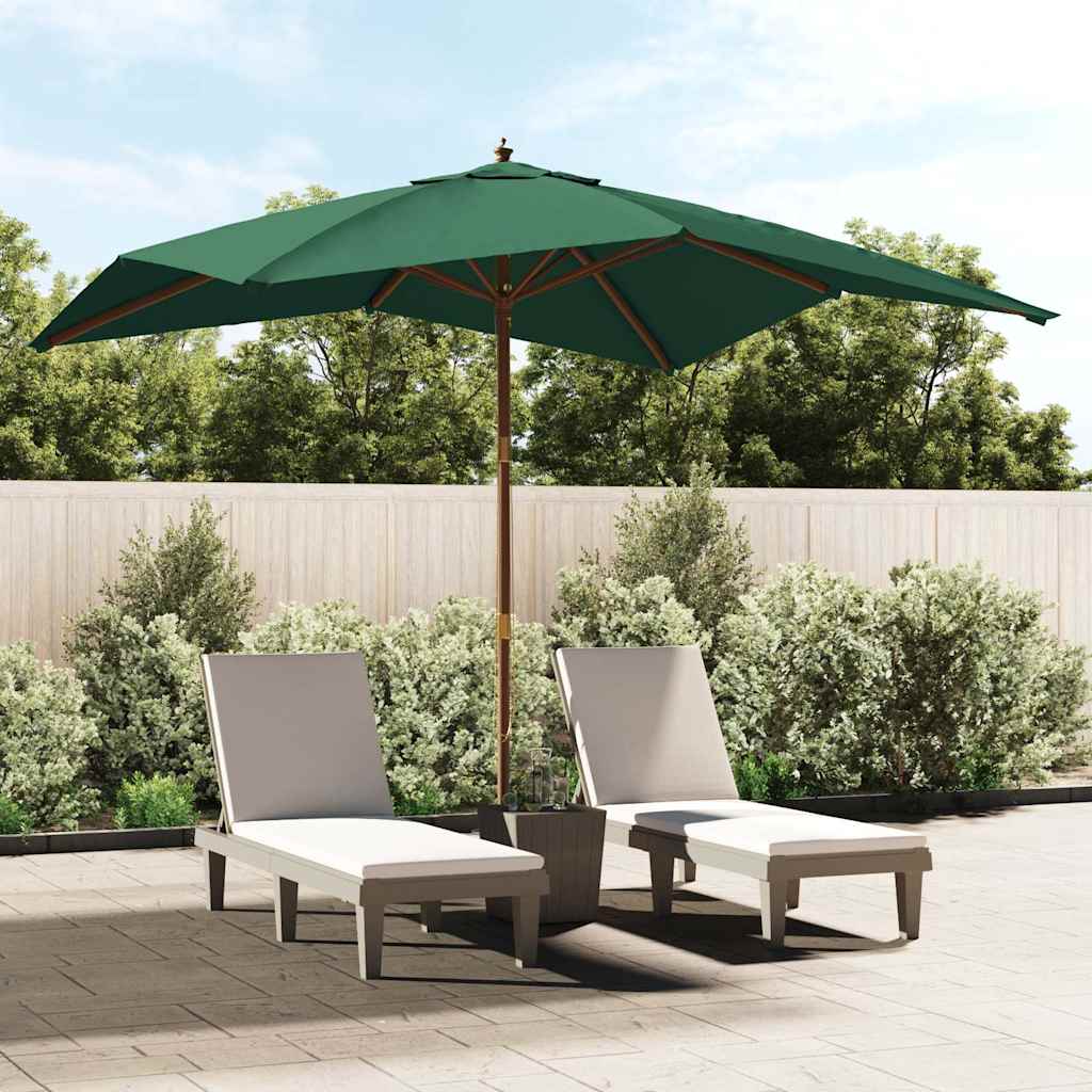 vidaXL Garden Parasol with Wooden Pole Green 300x300x273 cm 1