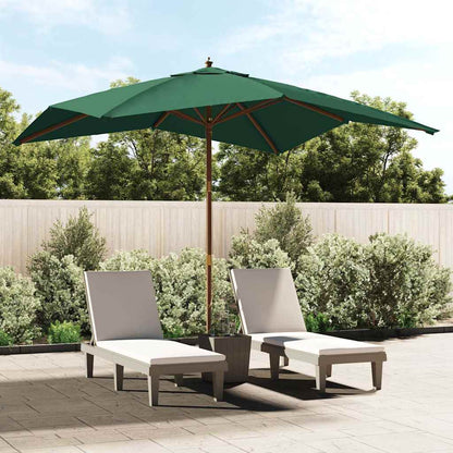vidaXL Garden Parasol with Wooden Pole Green 300x300x273 cm 1