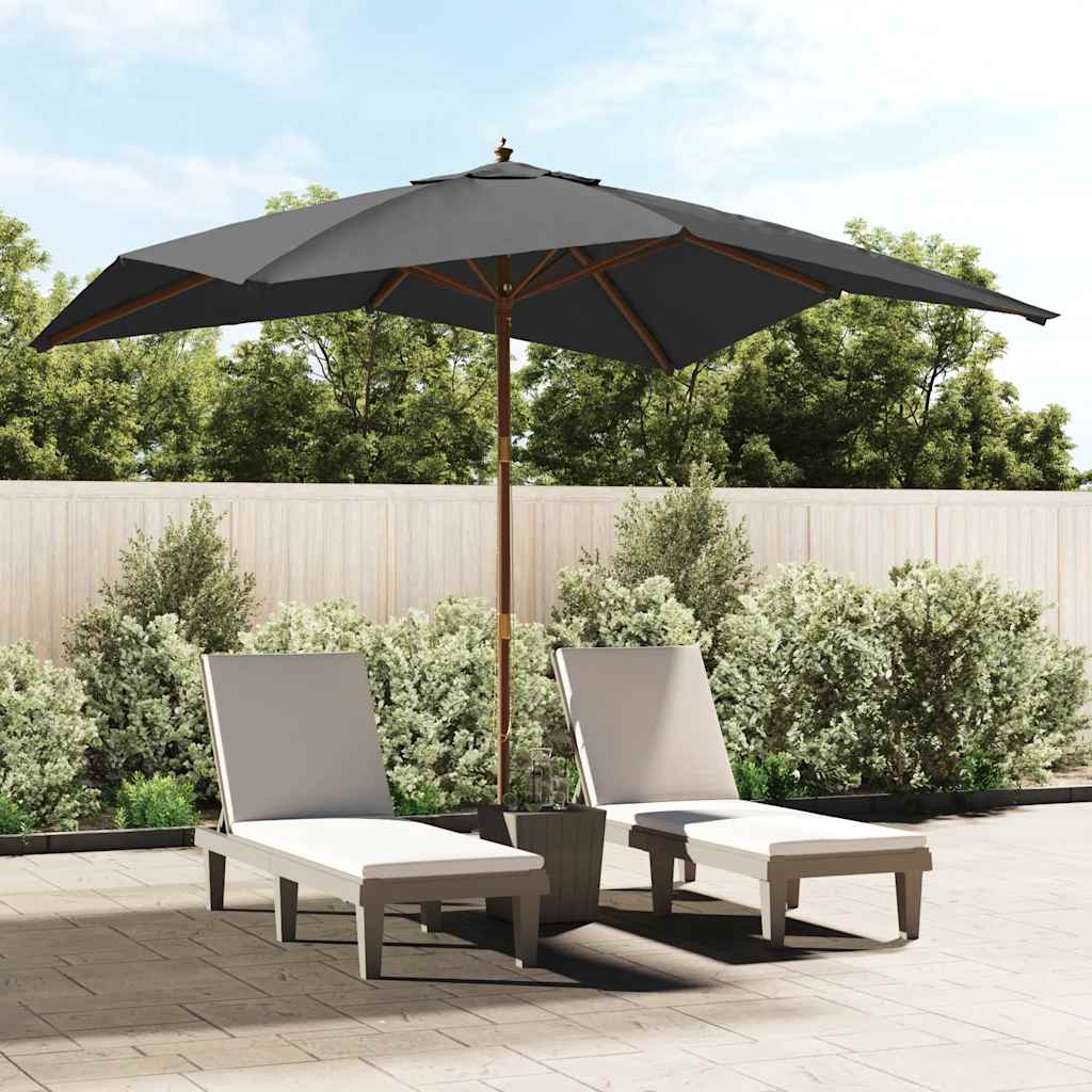 vidaXL Garden Parasol with Wooden Pole Anthracite 300x300x273 cm 1