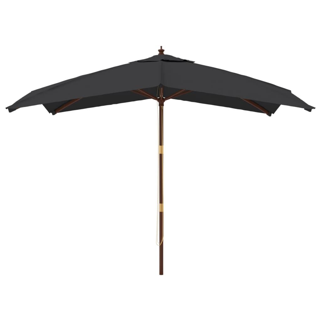 vidaXL Garden Parasol | Black | Polyester, Hardwood | UV-resistant materials 3