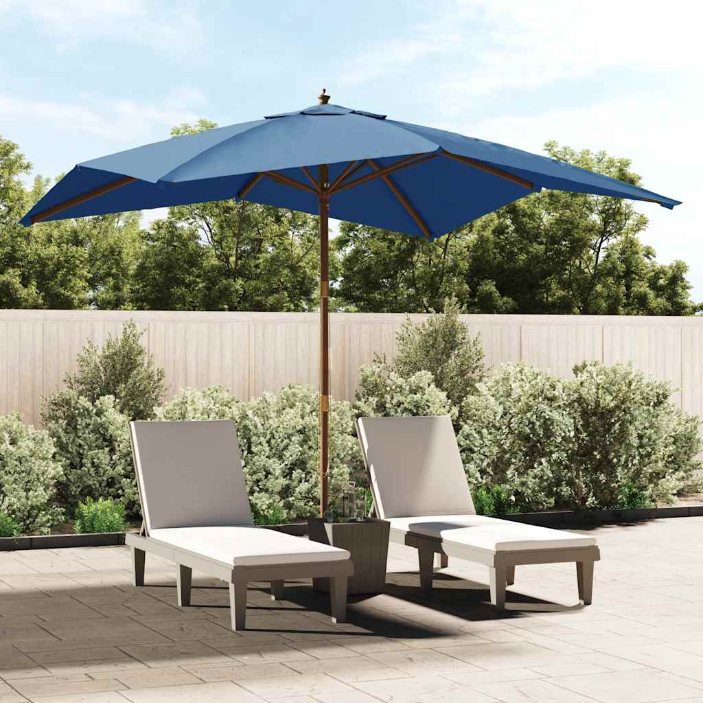 vidaXL Garden Parasol with Wooden Pole Azure Blue 300x300x273 cm 1