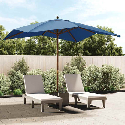 vidaXL Garden Parasol with Wooden Pole Azure Blue 300x300x273 cm 1