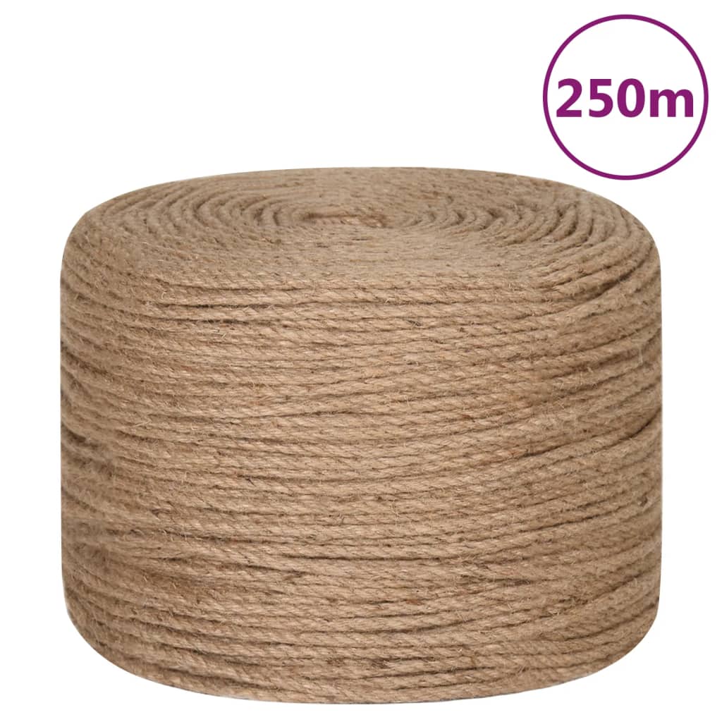 vidaXL Jute Rope 250 m Long 8 mm Thick 2