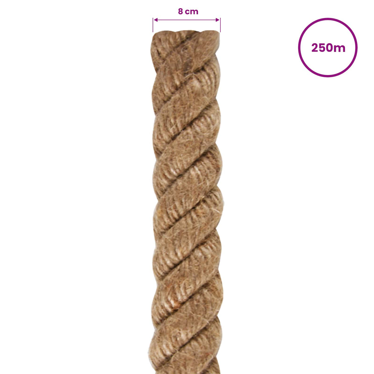 Rope 100% Jute Natural Length 250 m 8 mm