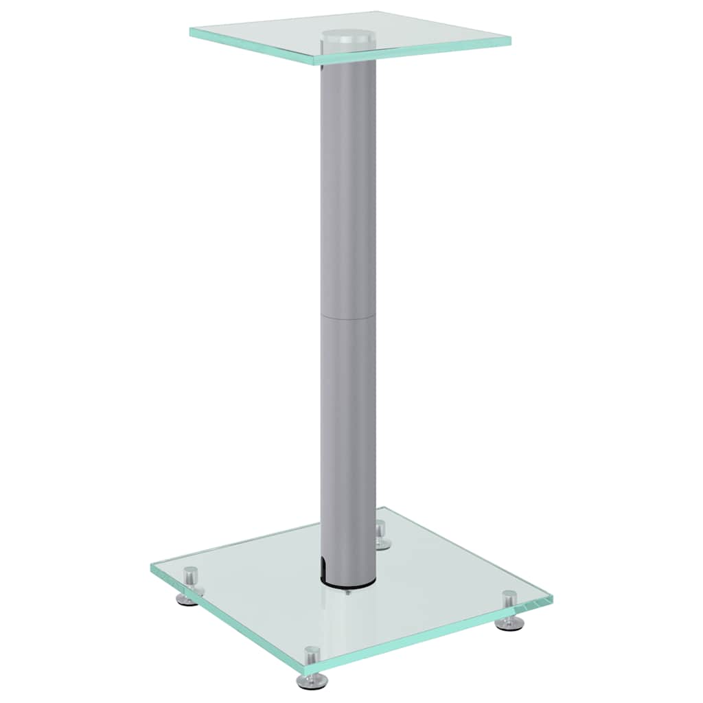 vidaXL Speaker Stands 2 pcs Silver Tempered Glass 1 Pillar Design 3