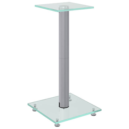 vidaXL Speaker Stands 2 pcs Silver Tempered Glass 1 Pillar Design 3