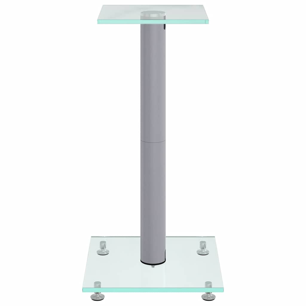 vidaXL Speaker Stands 2 pcs Silver Tempered Glass 1 Pillar Design 4