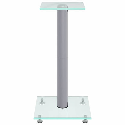 vidaXL Speaker Stands 2 pcs Silver Tempered Glass 1 Pillar Design 4