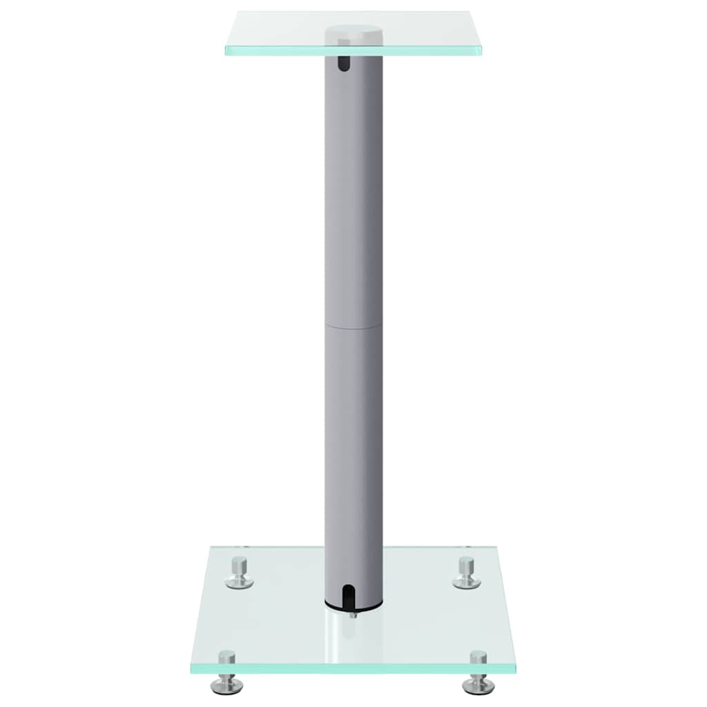 vidaXL Speaker Stands 2 pcs Silver Tempered Glass 1 Pillar Design 5