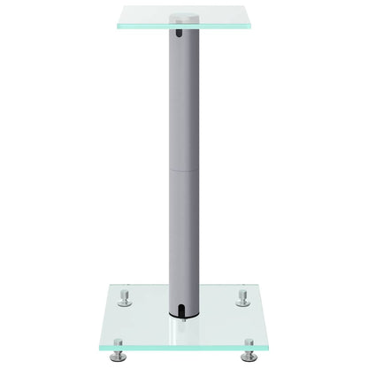 vidaXL Speaker Stands 2 pcs Silver Tempered Glass 1 Pillar Design 5