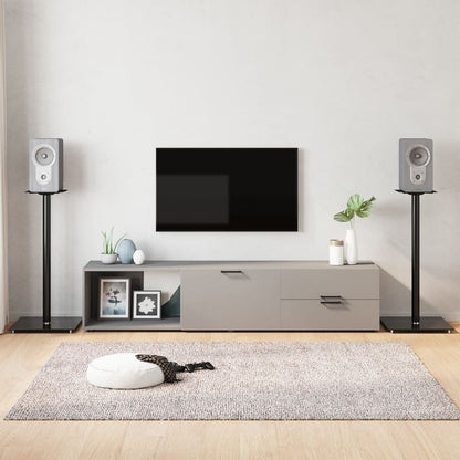vidaXL Speaker Stands 2 pcs Black Tempered Glass 1 Pillar Design 1