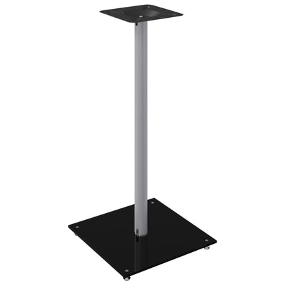 vidaXL Speaker Stands 2 pcs Black&Silver Tempered Glass 1 Pillar Design 4