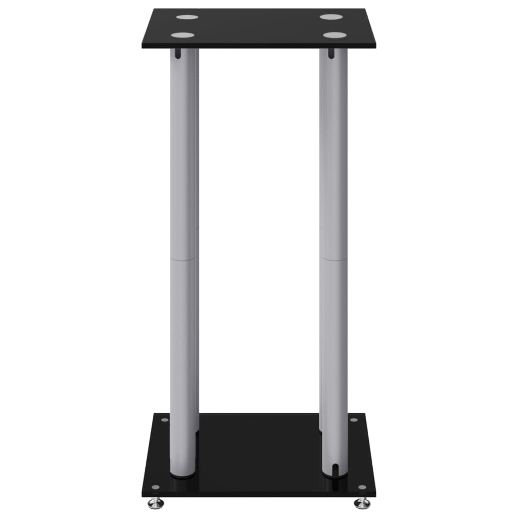 vidaXL Speaker Stands 2 pcs Black&Silver Tempered Glass 4 Pillars Design 5
