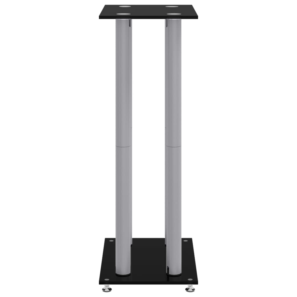 vidaXL Speaker Stands 2 pcs Black&Silver Tempered Glass 4 Pillars Design 6