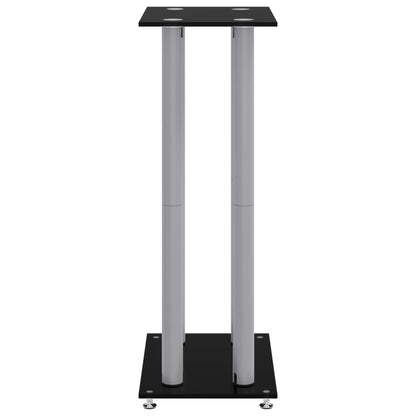 vidaXL Speaker Stands 2 pcs Black&Silver Tempered Glass 4 Pillars Design 6