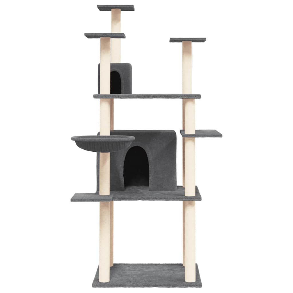 vidaXL Cat Tree with Sisal Scratching Posts Dark Grey 166 cm 3