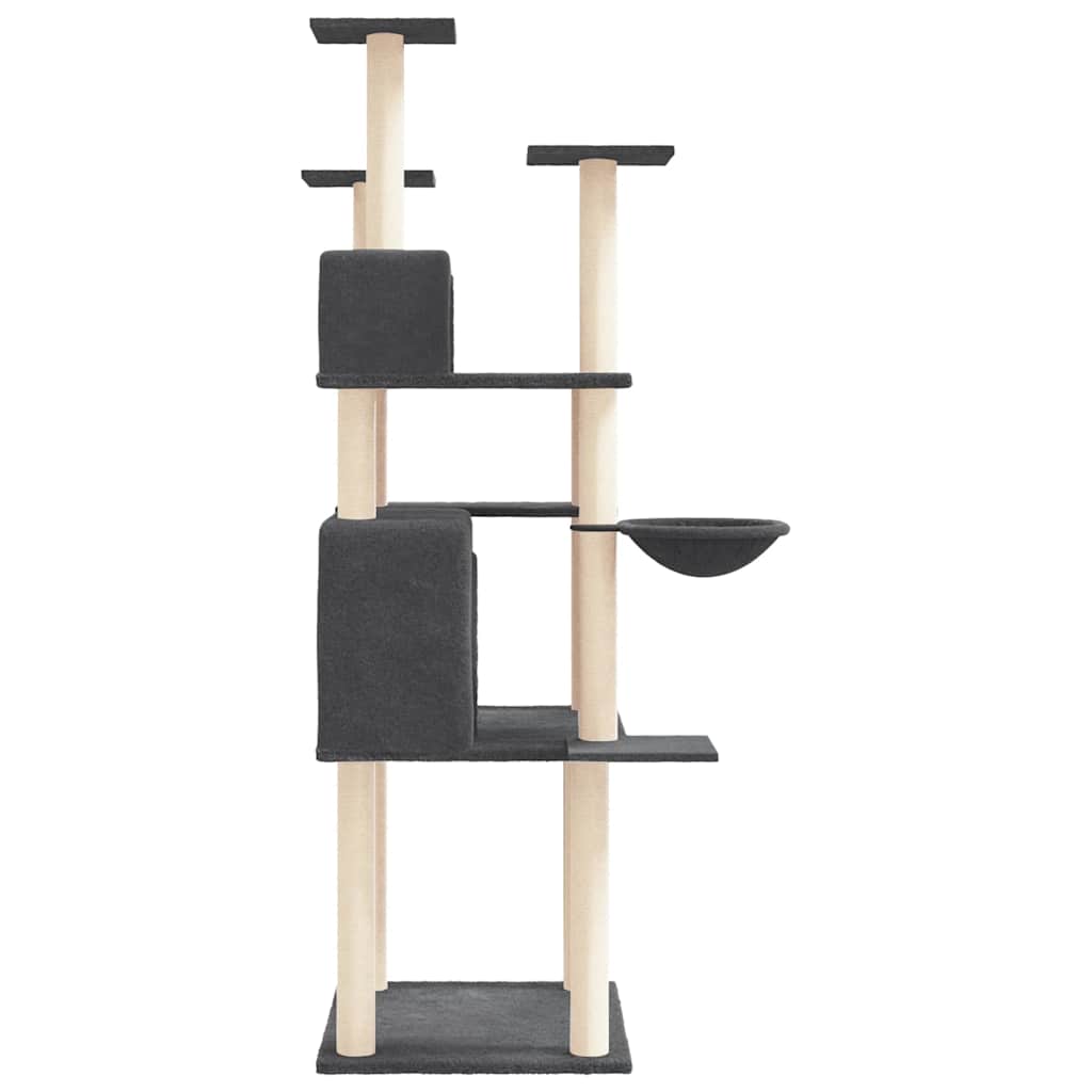 vidaXL Cat Tree with Sisal Scratching Posts Dark Grey 166 cm 4