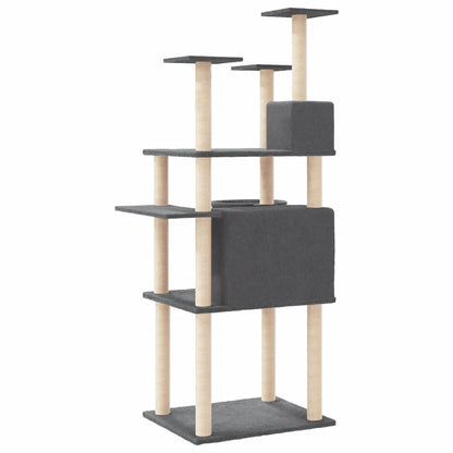 vidaXL Cat Tree with Sisal Scratching Posts Dark Grey 166 cm 5