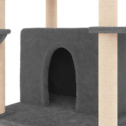 vidaXL Cat Tree with Sisal Scratching Posts Dark Grey 166 cm 6