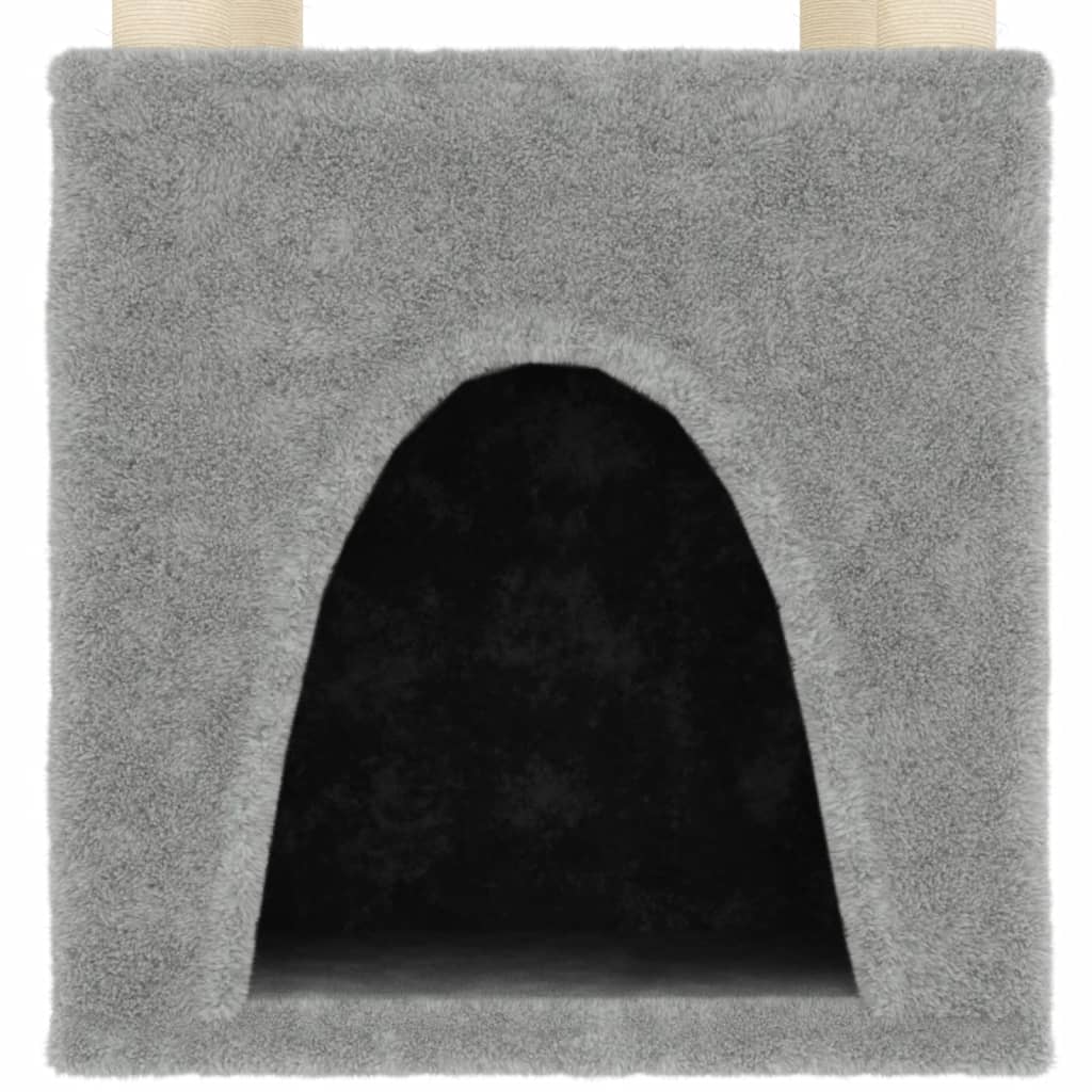 vidaXL Cat Tree with Sisal Scratching Posts Light Grey 147 cm 6