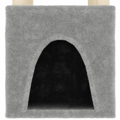 vidaXL Cat Tree with Sisal Scratching Posts Light Grey 147 cm 6