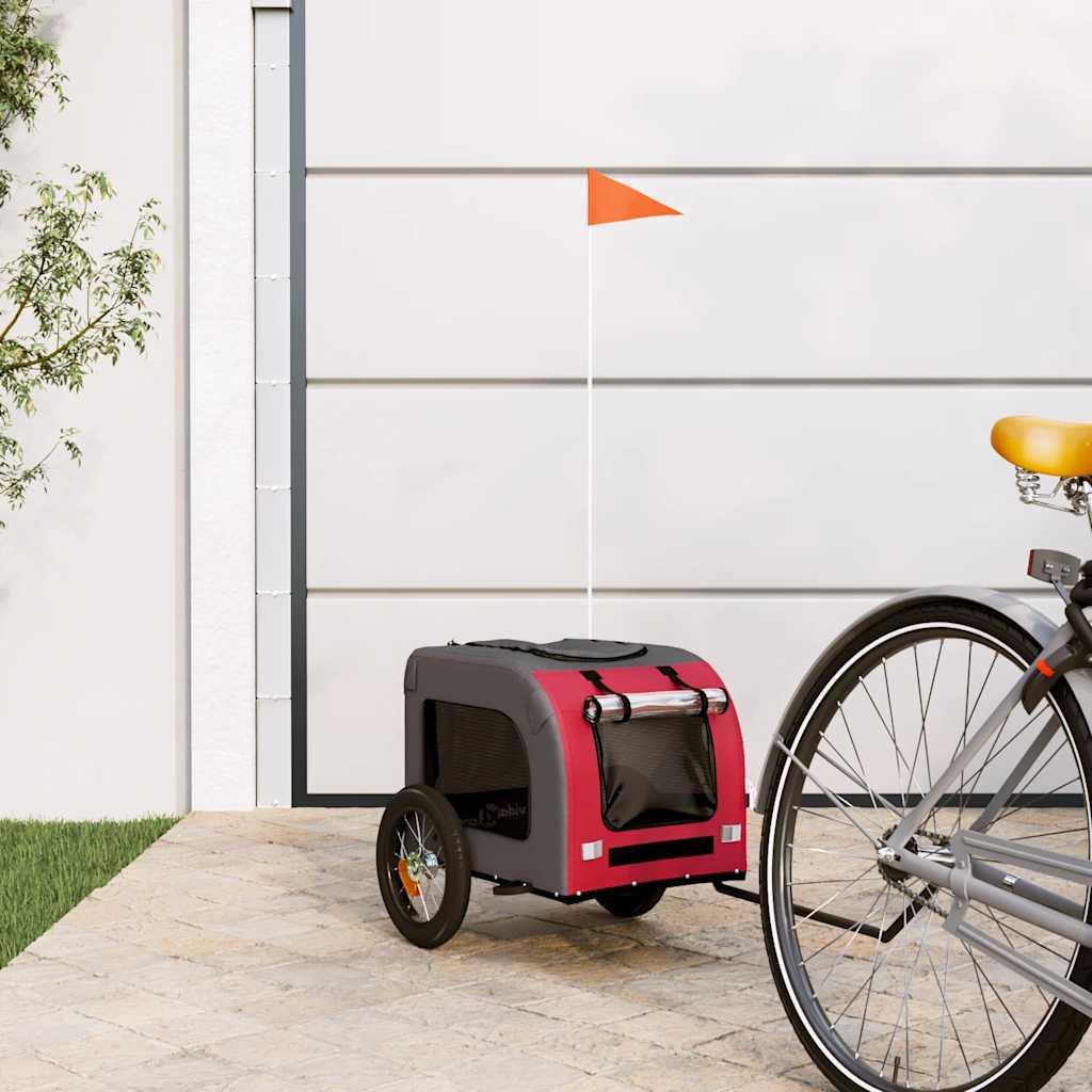 vidaXL Pet Bike Trailer and Grey Oxford Fabric and Iron Width 124 cm
