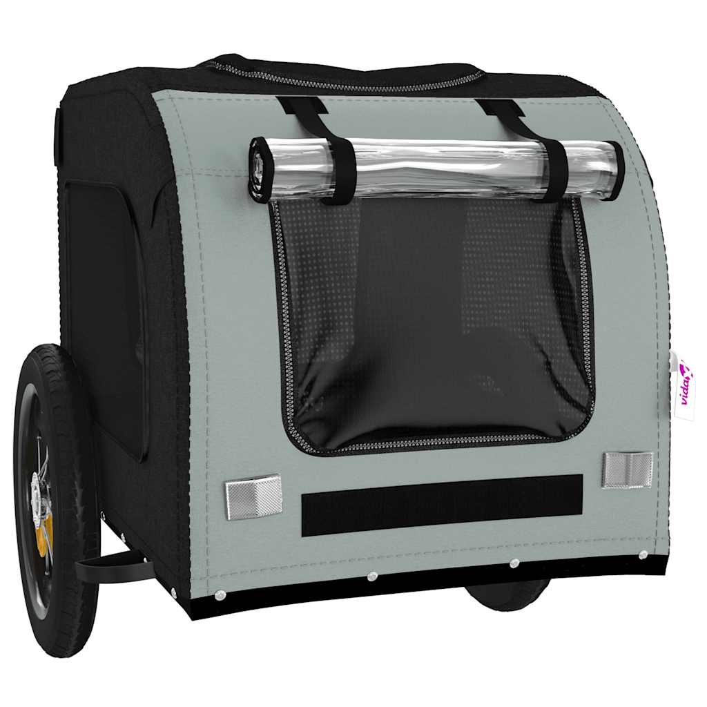 vidaXL Pet Bike Trailer Grey and Black Oxford Fabric and Iron 5