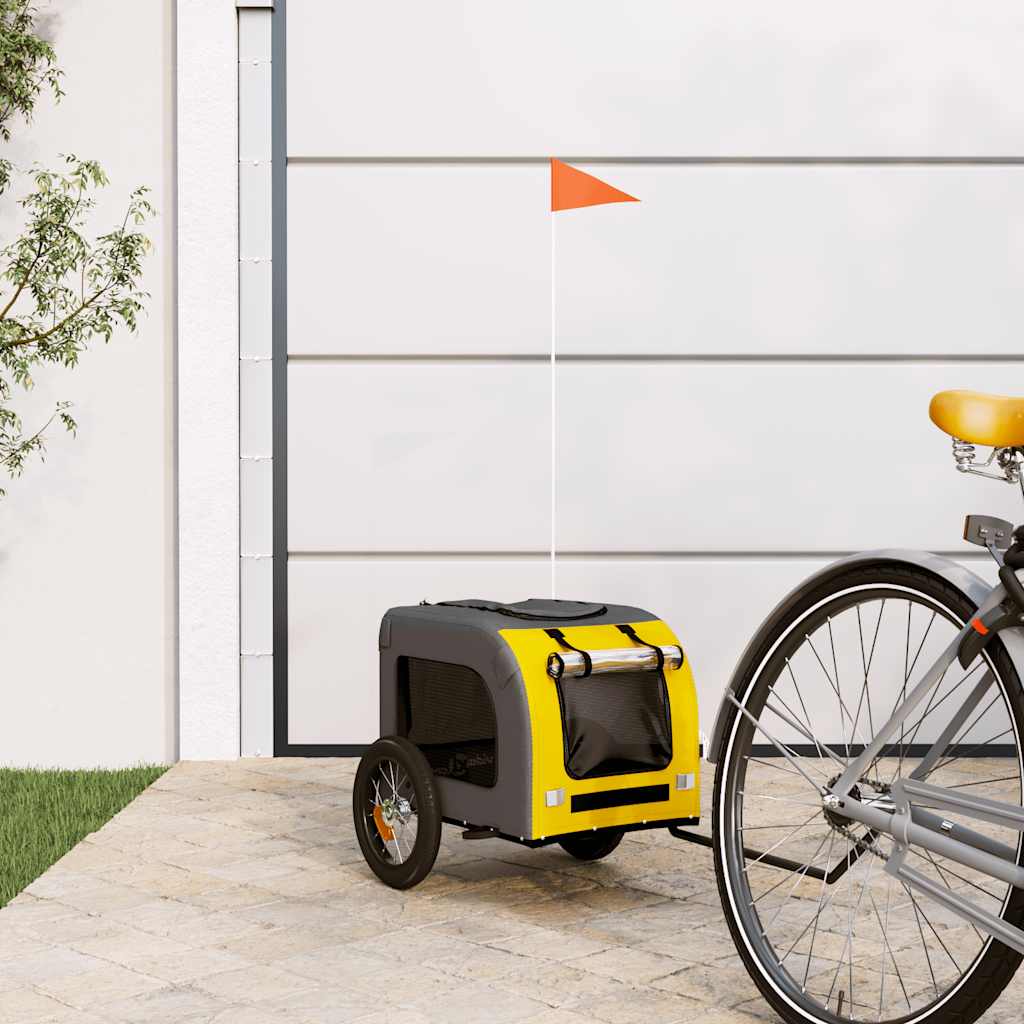 vidaXL Pet Bike Trailer and Grey Oxford Fabric and Iron Width 124 cm