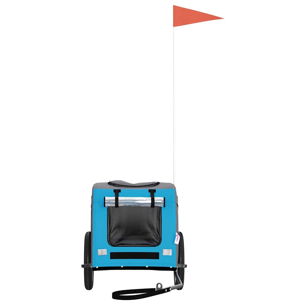 vidaXL Pet Bike Trailer Blue and Grey Oxford Fabric and Iron 4
