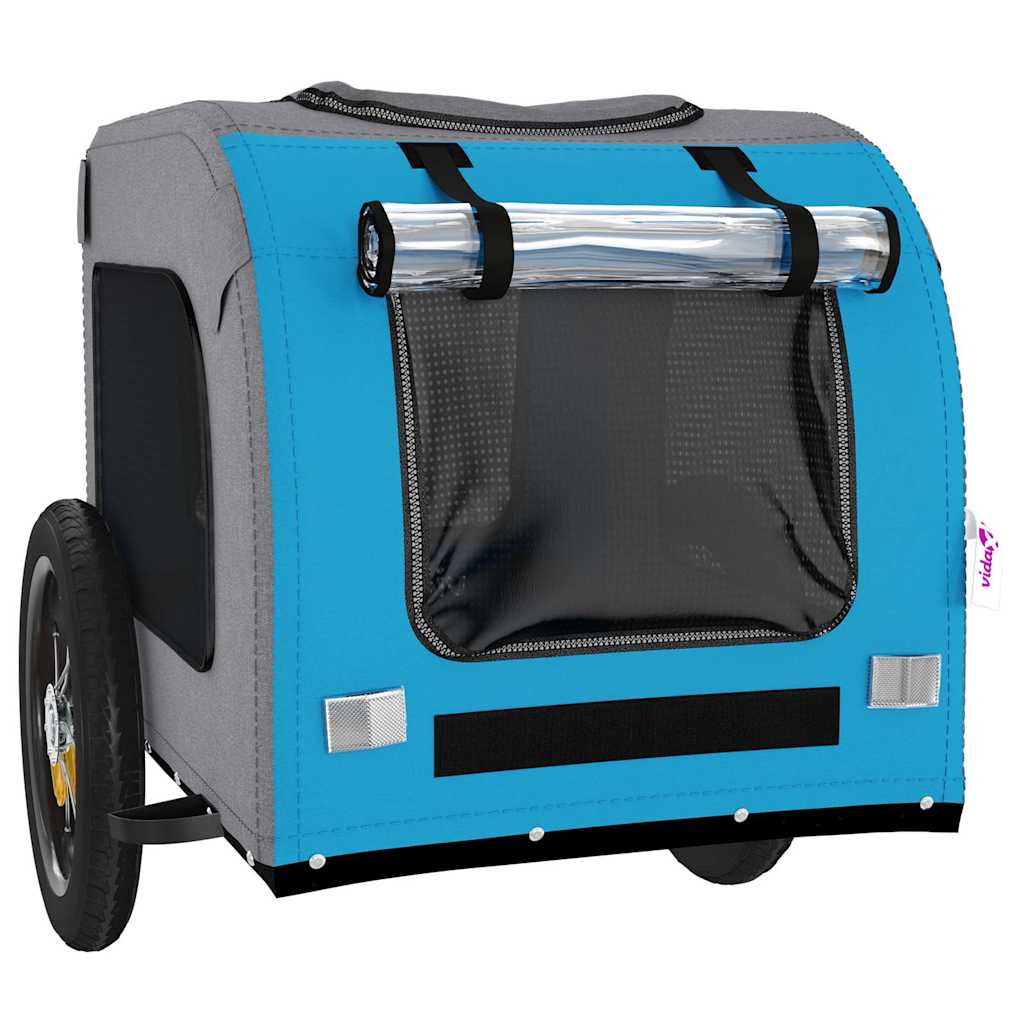 vidaXL Pet Bike Trailer Blue and Grey Oxford Fabric and Iron 5