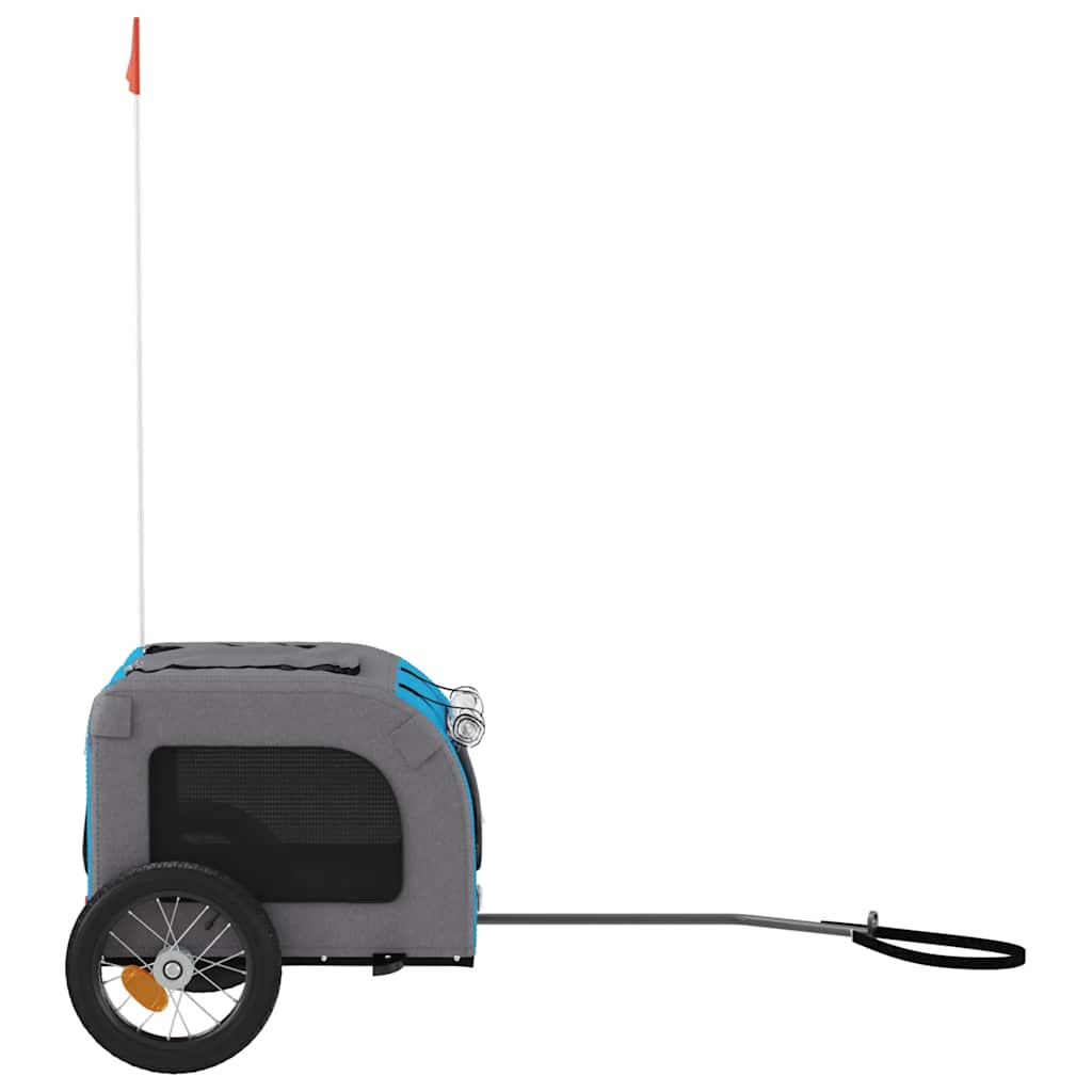 vidaXL Pet Bike Trailer Blue and Grey Oxford Fabric and Iron 6