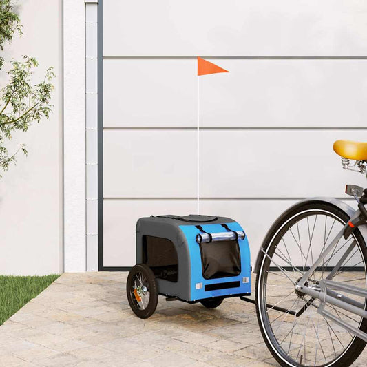 vidaXL Pet Bike Trailer Blue and Grey Oxford Fabric and Iron 1