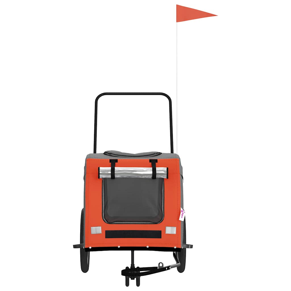 vidaXL Pet Bike Trailer | Orange and Grey | Oxford fabric, Iron, PVC | Compact 4