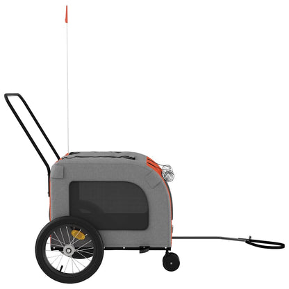 vidaXL Pet Bike Trailer | Orange and Grey | Oxford fabric, Iron, PVC | Compact 6