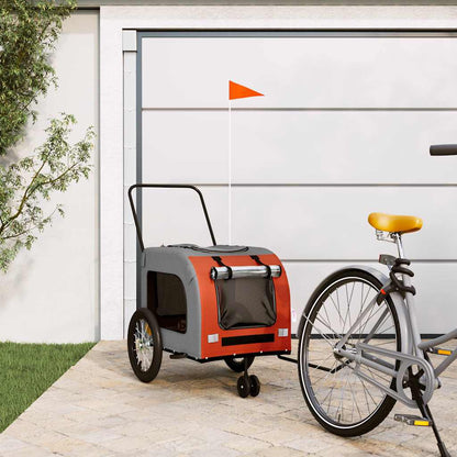vidaXL Pet Bike Trailer | Orange and Grey | Oxford fabric, Iron, PVC | Compact 1