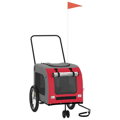 vidaXL Pet Bike Trailer Red and Grey Oxford Fabric and Iron 2