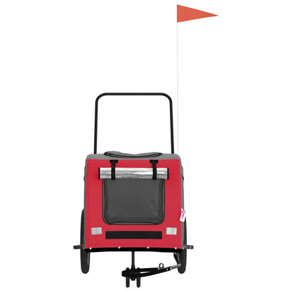 vidaXL Pet Bike Trailer Red and Grey Oxford Fabric and Iron 4
