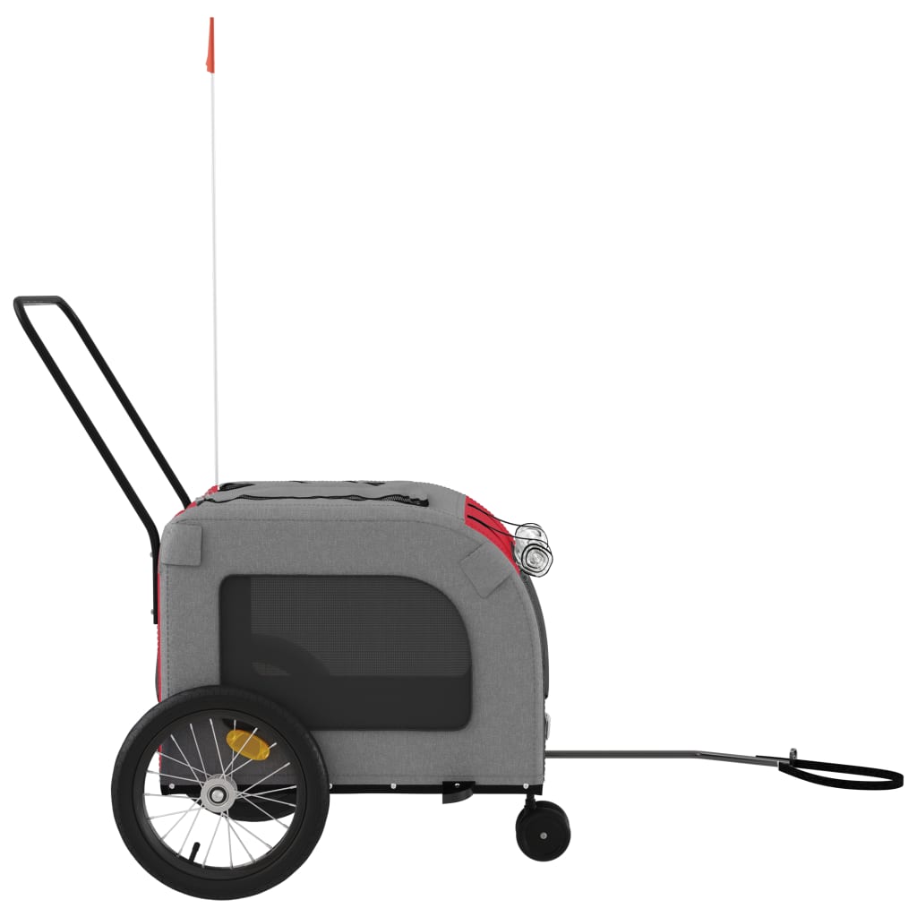 vidaXL Pet Bike Trailer Red and Grey Oxford Fabric and Iron 6