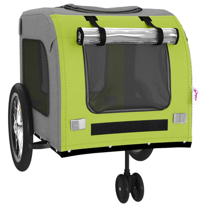 vidaXL Pet Bike Trailer Green and Grey Oxford Fabric and Iron 5