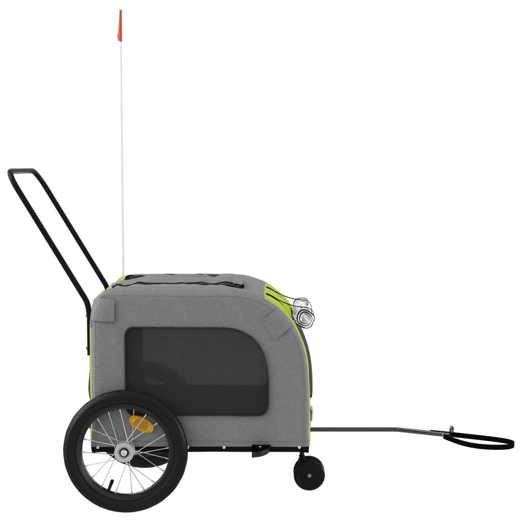 vidaXL Pet Bike Trailer Green and Grey Oxford Fabric and Iron 6