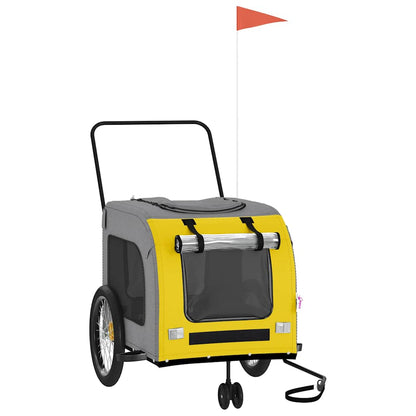 vidaXL Pet Bike Trailer | Yellow and Grey | Oxford Fabric, Iron, PVC 2
