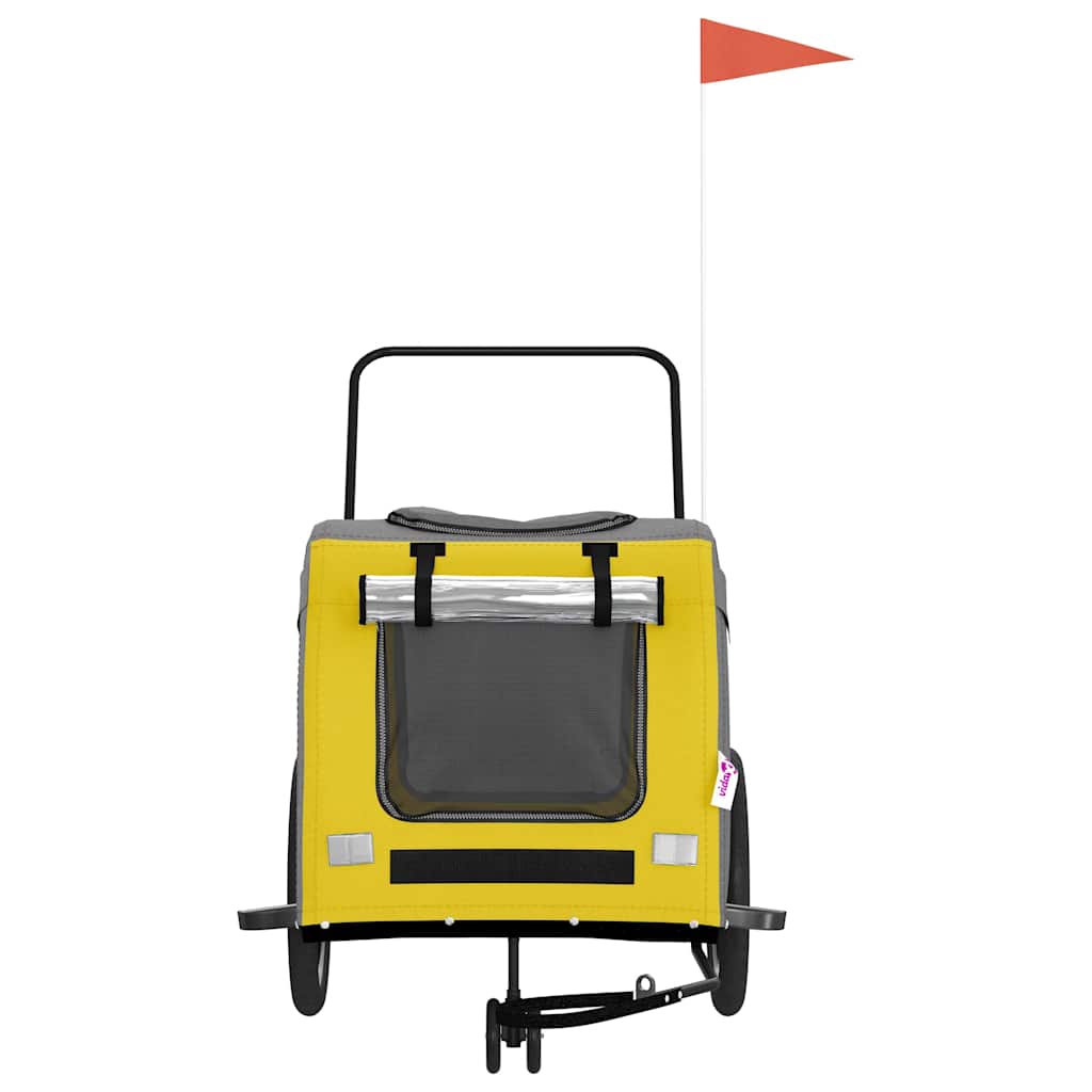 vidaXL Pet Bike Trailer | Yellow and Grey | Oxford Fabric, Iron, PVC 4