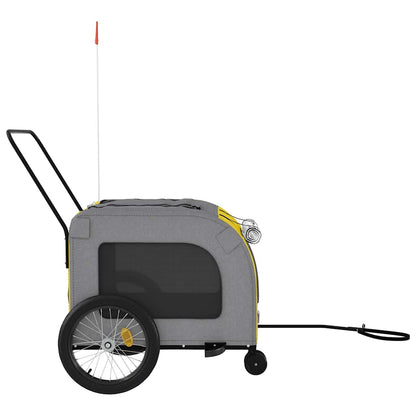 vidaXL Pet Bike Trailer | Yellow and Grey | Oxford Fabric, Iron, PVC 6