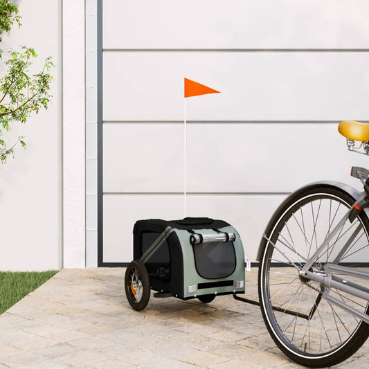 vidaXL Pet Bike Trailer Grey and Black Oxford Fabric and Iron 1