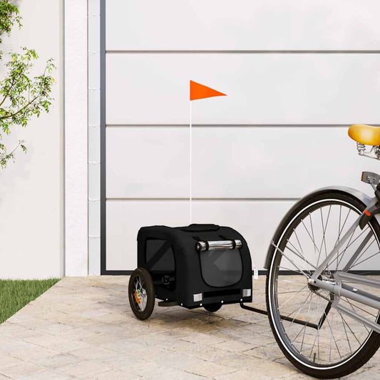 vidaXL Pet Bike Trailer Black Oxford Fabric and Iron 1