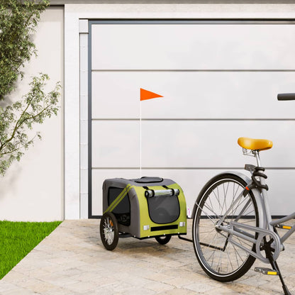 Pet Bike Trailer and Grey Oxford Fabric and Iron Depth 63 cm Green 125 cm 66 cm