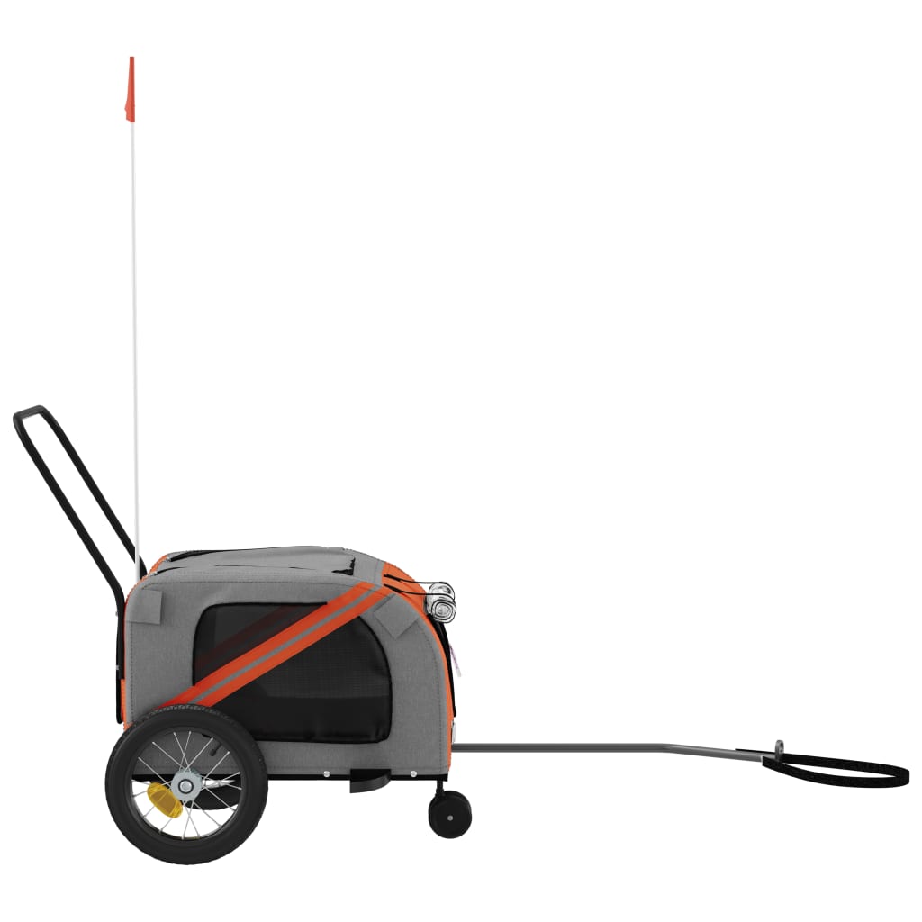 vidaXL Pet Bike Trailer Orange and Black Oxford Fabric and Iron 6