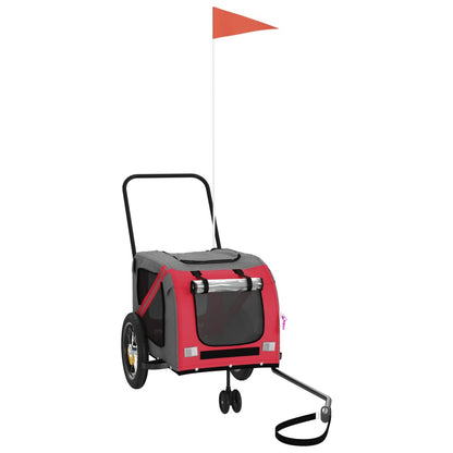 vidaXL Pet Bike Trailer Red and Black Oxford Fabric and Iron 2
