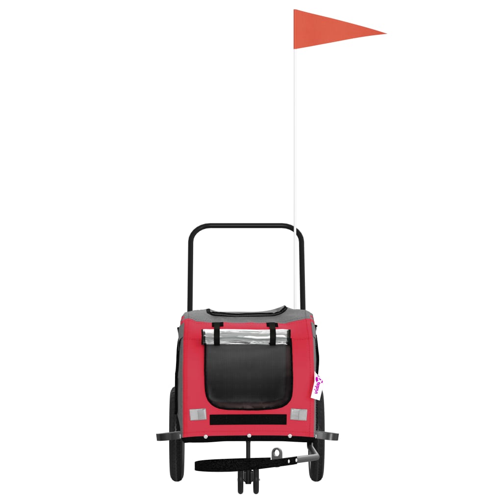 vidaXL Pet Bike Trailer Red and Black Oxford Fabric and Iron 4