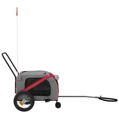 vidaXL Pet Bike Trailer Red and Black Oxford Fabric and Iron 6
